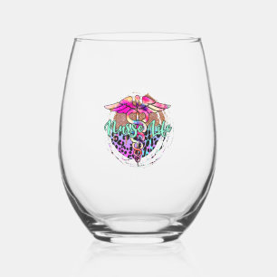 Nurse life Sticker 1 Stemless Wine Glass