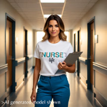 Nurse Life Teal & Leopard Print Typography