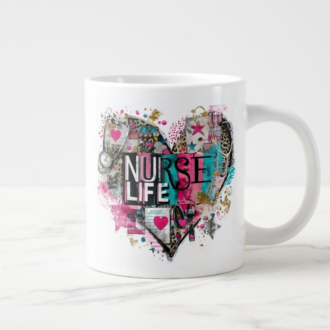 Nurse Life Valentine–Heart-Shaped Medical Giant Coffee Mug (Right)