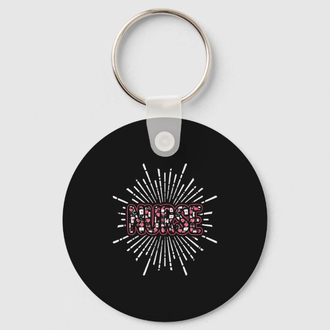 Nurse Life Valentines Day Stethoscope Er Icu Nicu  Keychain (Front)