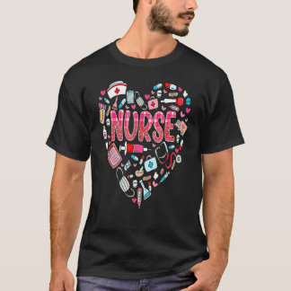 Nurse Life Valentines Day Stethoscope Er Icu Nicu  T-Shirt