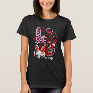 Nurse Life Valentines Day Stethoscope ER ICU NICU T-Shirt