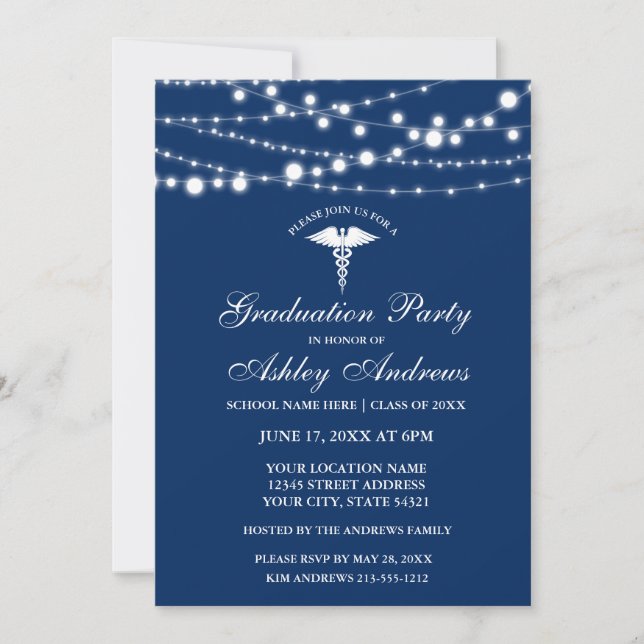 Nurse Lights Blue Grad Party Invite (Front)