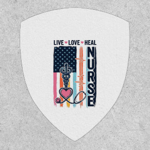 Nurse Live Love Heal Patriotic Vintage Vector Desi Patch