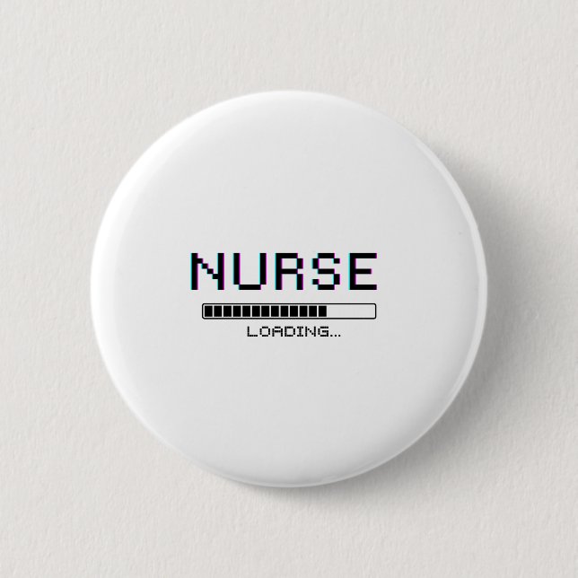 Nurse Loading Glitch Pixel Art Design Button (Front)