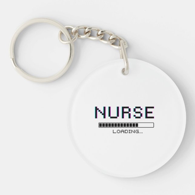 Nurse Loading Glitch Pixel Art Design Keychain (Front)