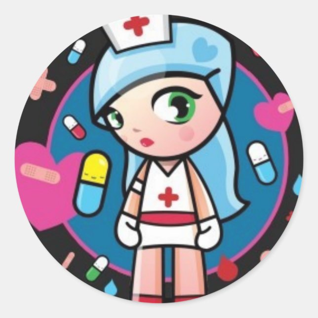 Nurse Lolita Classic Round Sticker (Front)