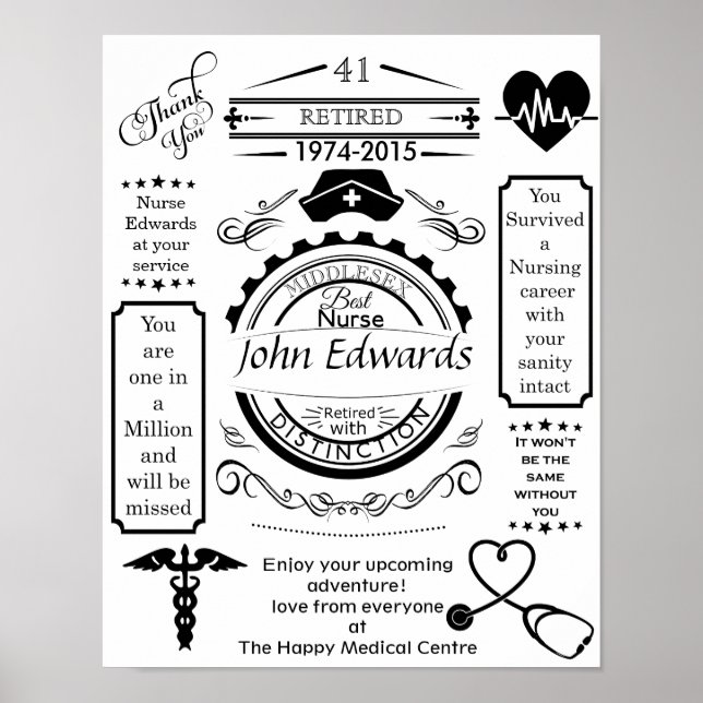 nurse long service leaving Retirement medical Poster (Front)
