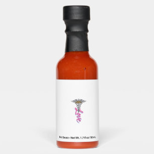 Nurse Love Caduceus Floral Medical Vertical Design Hot Sauces