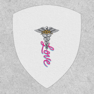 Nurse Love Caduceus Floral Medical Vertical Design Patch