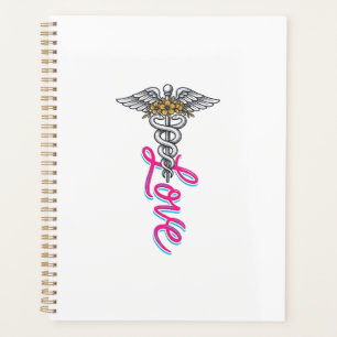 Nurse Love Caduceus Floral Medical Vertical Design Planner