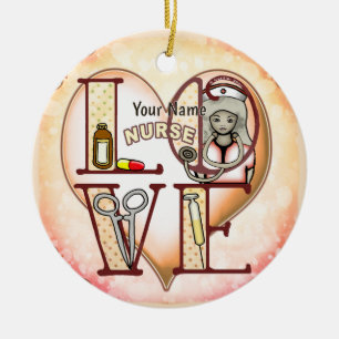Nurse Love Ceramic Ornament