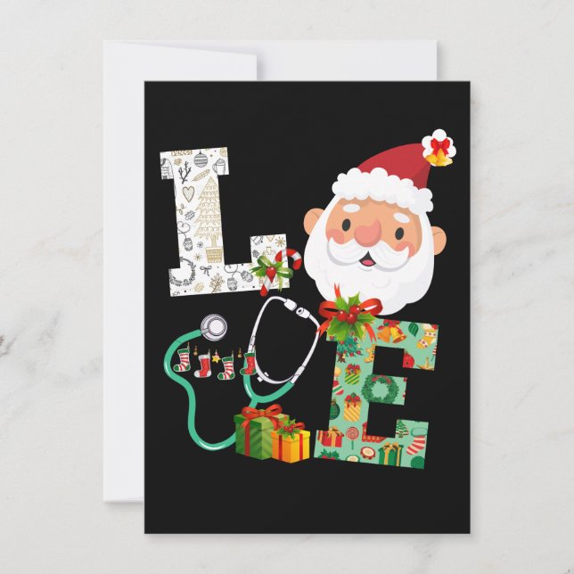 Nurse Love Christmas Santa Xmas Celebrate Invitation (Front)