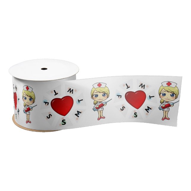 Nurse Love Heart Satin Ribbon (Spool)