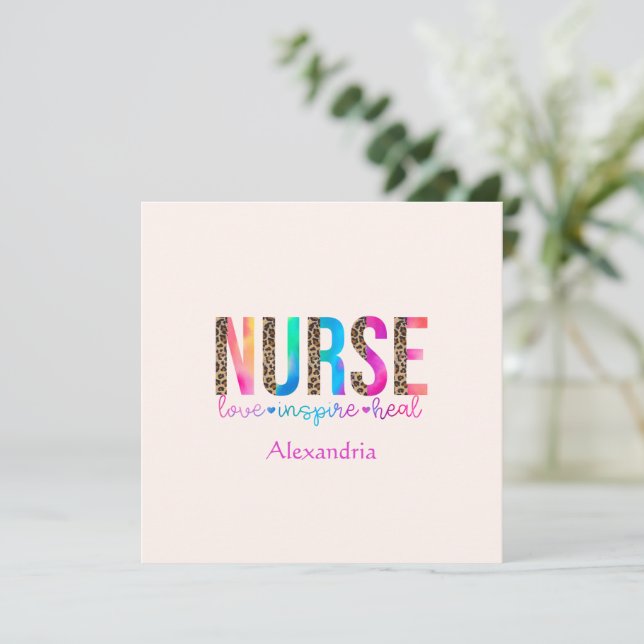 "Nurse - Love, Inspire, Heal" in Rainbow Color (Standing Front)