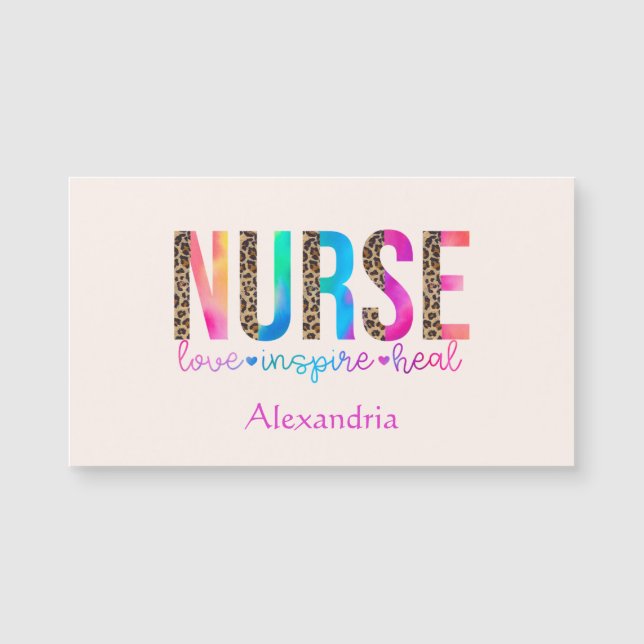"Nurse - Love, Inspire, Heal" in Rainbow Color (Front)