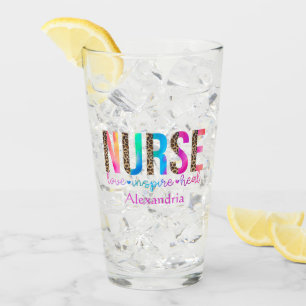 "Nurse - Love, Inspire, Heal" in Rainbow Color Glass