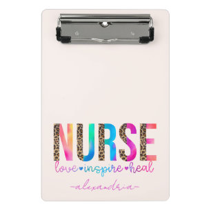 "Nurse - Love, Inspire, Heal" in Rainbow Color Mini Clipboard
