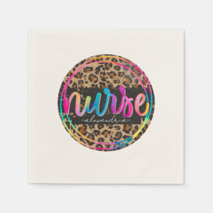 "Nurse - Love, Inspire, Heal" in Rainbow Color Napkins
