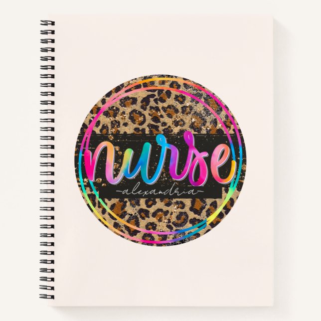 "Nurse - Love, Inspire, Heal" in Rainbow Color Notebook (Front)