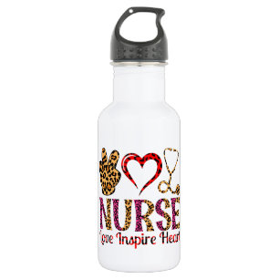 Nurse Love Inspire Heart -Motivational Nurse (2) Stainless Steel Water Bottle