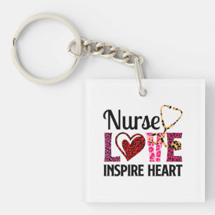 Nurse Love Inspire Heart – Motivational Nurse Word Keychain