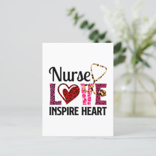 Nurse Love Inspire Heart – Motivational Nurse Word Postcard