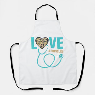 Nurse Love Leopard Stethoscope Vector Design_1 Apron