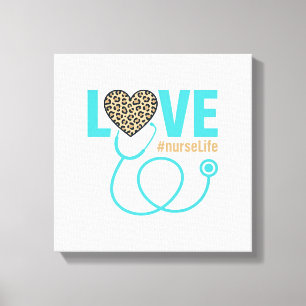 Nurse Love Leopard Stethoscope Vector Design_1 Canvas Print