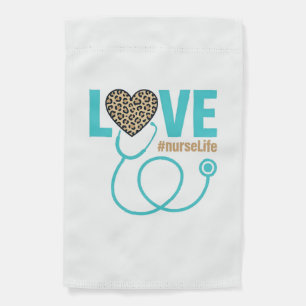 Nurse Love Leopard Stethoscope Vector Design_1 Garden Flag