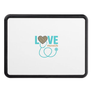 Nurse Love Leopard Stethoscope Vector Design_1 Hitch Cover