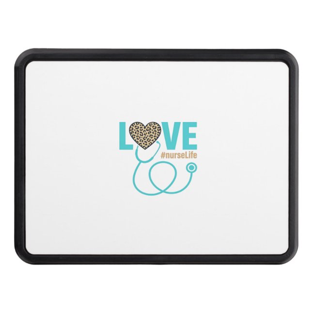 Nurse Love Leopard Stethoscope Vector Design_1 Hitch Cover (Front)