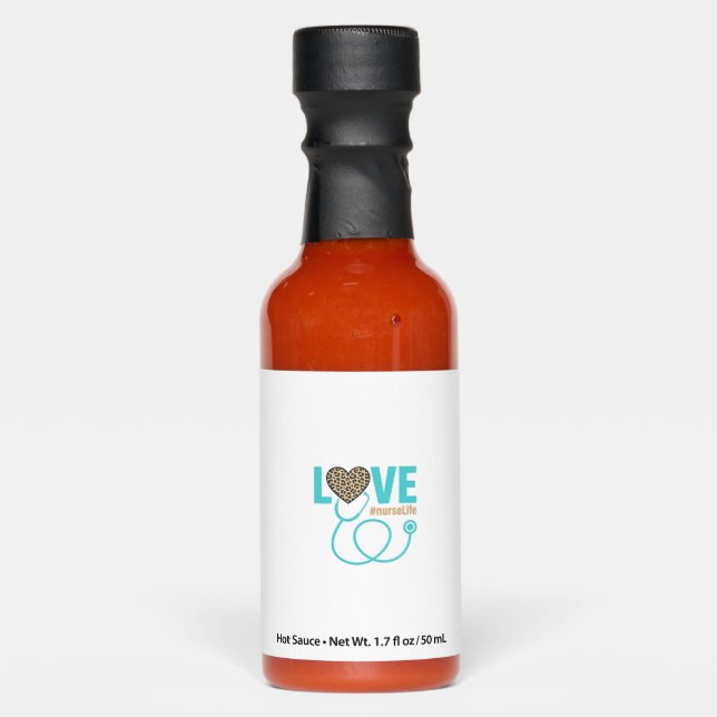 Nurse Love Leopard Stethoscope Vector Design_1 Hot Sauces (Front)