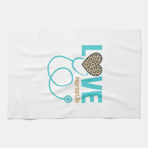 Nurse Love Leopard Stethoscope Vector Design_1 Kitchen Towel