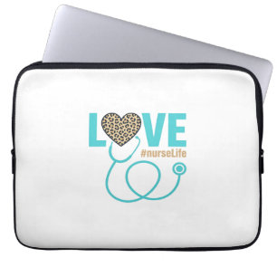 Nurse Love Leopard Stethoscope Vector Design_1 Laptop Sleeve