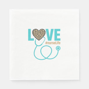 Nurse Love Leopard Stethoscope Vector Design_1 Napkins