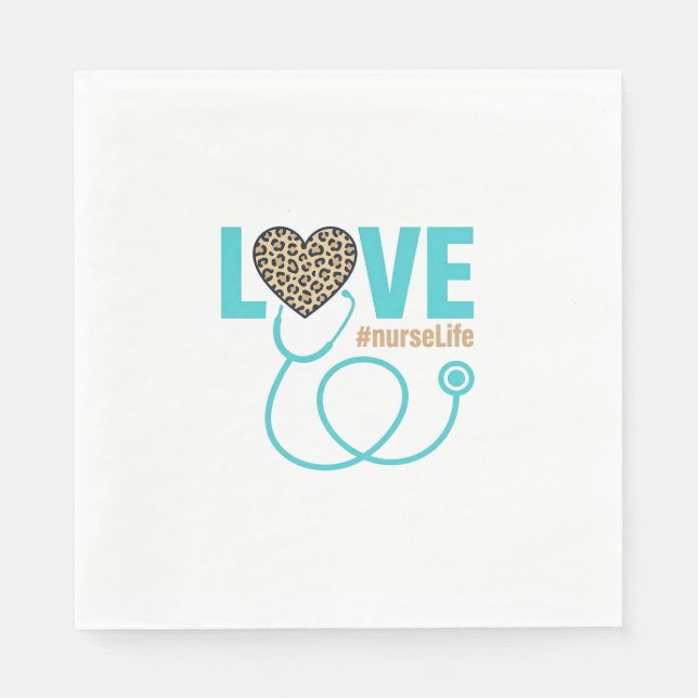Nurse Love Leopard Stethoscope Vector Design_1 Napkins (Front)