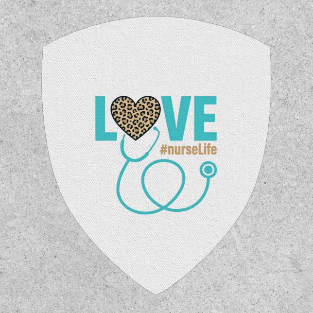 Nurse Love Leopard Stethoscope Vector Design_1 Patch (Front)