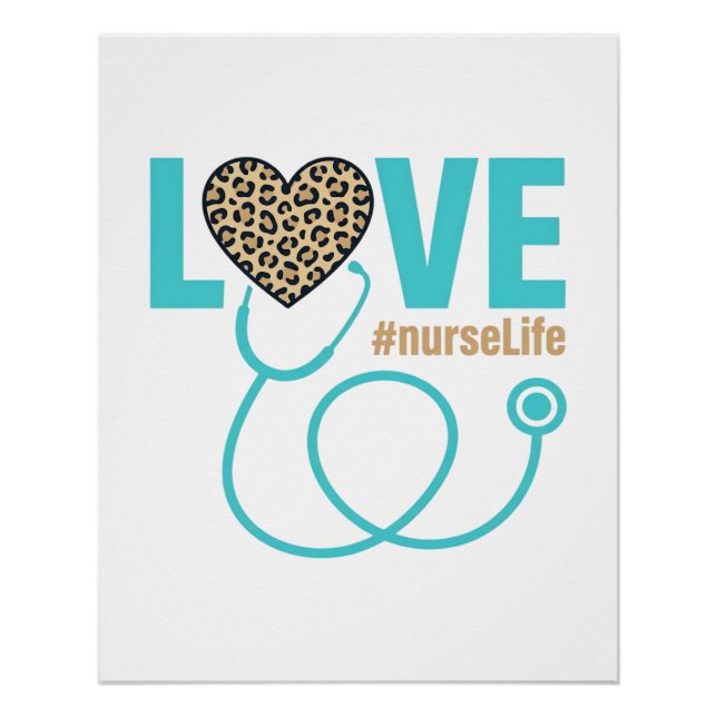 Nurse Love Leopard Stethoscope Vector Design_1 Poster (Front)