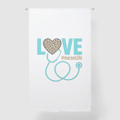 Nurse Love Leopard Stethoscope Vector Design_1 Sheer Curtains