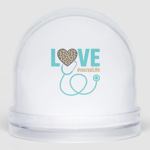 Nurse Love Leopard Stethoscope Vector Design_1 Snow Globe