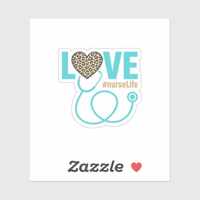 Nurse Love Leopard Stethoscope Vector Design_1 Sticker (Sheet)