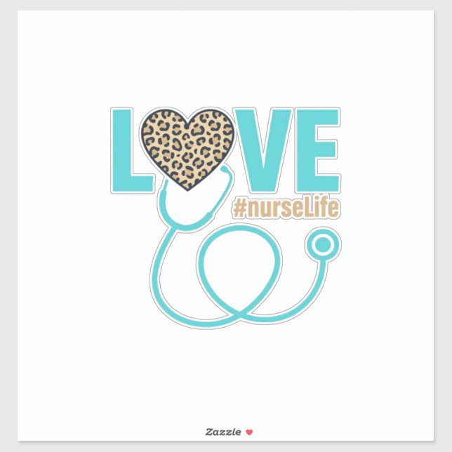 Nurse Love Leopard Stethoscope Vector Design_1 Sticker (Sheet)