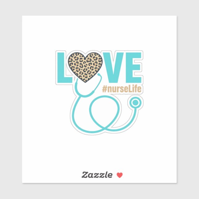 Nurse Love Leopard Stethoscope Vector Design_1 Sticker (Sheet)