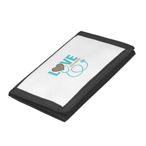 Nurse Love Leopard Stethoscope Vector Design_1 Trifold Wallet