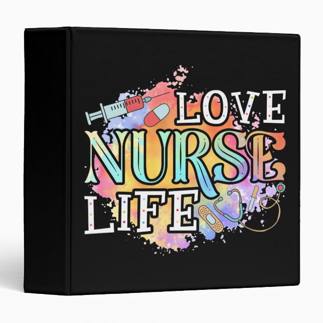 Nurse Love Nursing Student RN Life Thank You 3 Ring Binder (Front/Spine)