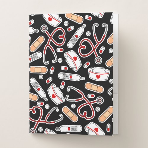 Nurse Love Print Black Background Pocket Folder