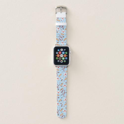 Nurse Love Print Blue Apple Watch Band