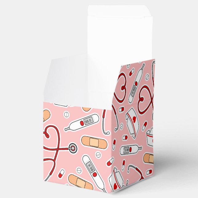 Nurse Love Print Pink Background Favor Boxes (Opened)