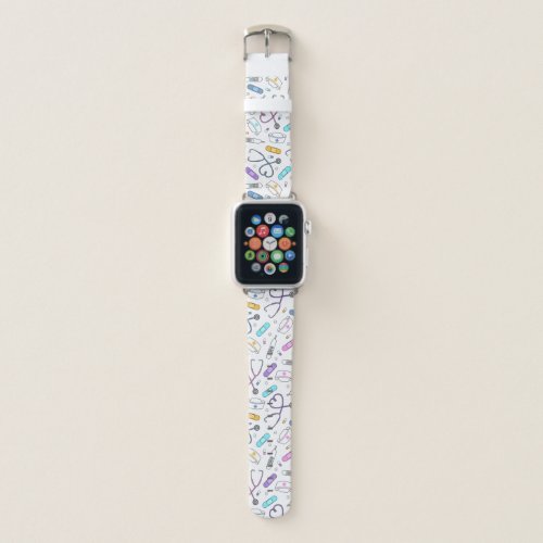 Nurse Love Print White Apple Watch Band